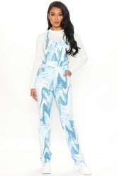 Work Of Art Straight Leg Denim Overalls - Blue/combo Ins Street